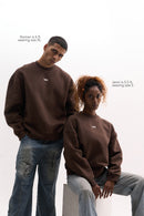 Mitti Espresso Sweatshirt styled on model, full length street look