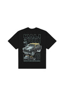 Mitti Kali Peeli Graphic Tee front view with Mumbai taxi-inspired Indian streetwear print